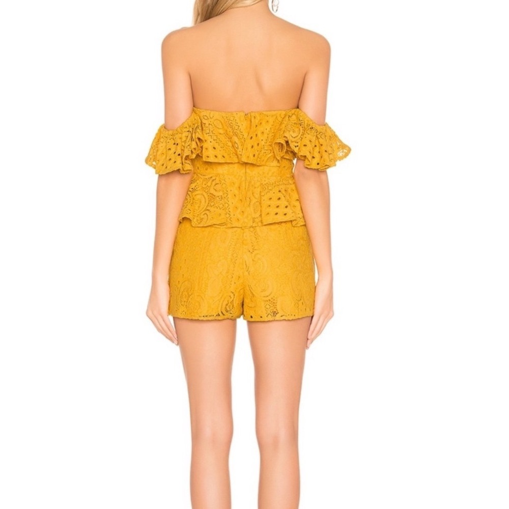 MICHAEL COSTELLO X REVOLVE Tilly eyelet lace romper In Marigold Ruffle Size M - Picture 2 of 9